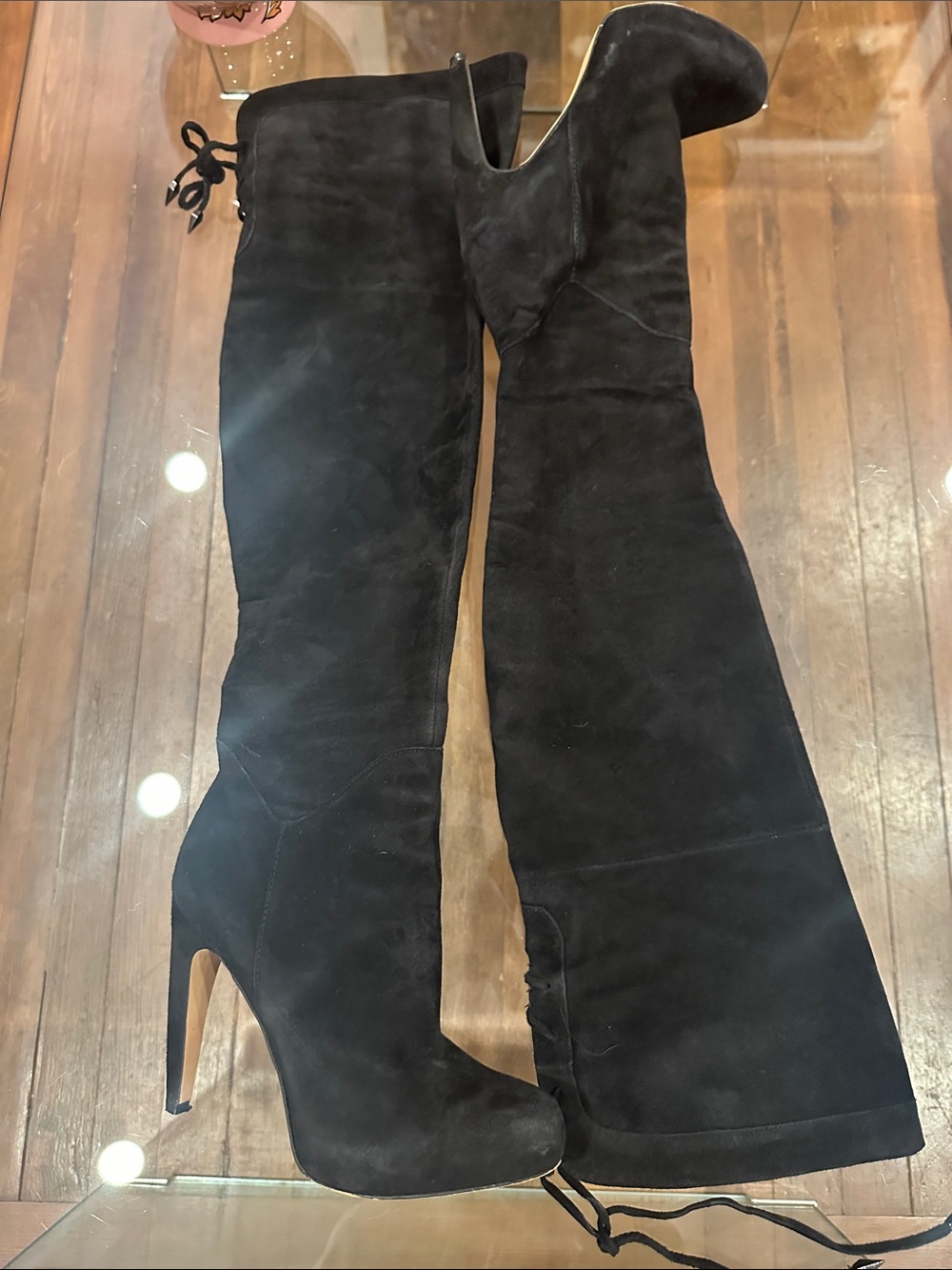 Sam Edelman Black Suede Over-the-Knee Stiletto Boots